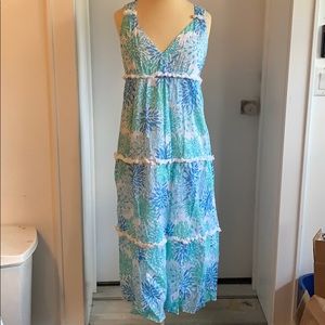 Coral printed midi dress